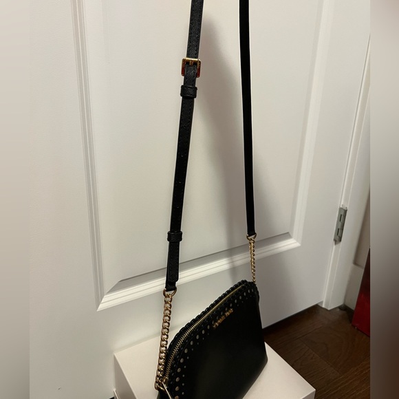 Michael Kors Crossbody Cindy Dome Scallop Purse Black and Gold - Picture 3 of 3